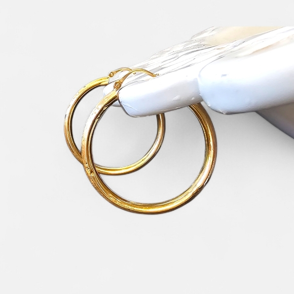 Etched 14k Gold Hoop Earrings - Picture 11 of 16